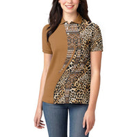 Africa Leopard Mix Native Tribal Pattern Women Polo Shirt - Wonder Print Shop