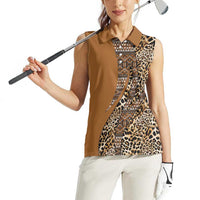 Africa Leopard Mix Native Tribal Pattern Women Sleeveless Polo Shirt - Wonder Print Shop