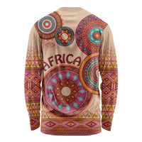 Africa Tribal Traditional Pattern Long Sleeve Shirt Beige Motif - Wonder Print Shop
