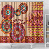 Africa Tribal Traditional Pattern Shower Curtain Beige Motif
