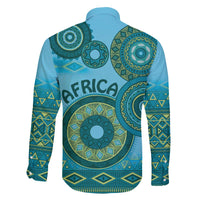 Africa Tribal Traditional Pattern Family Matching Puletasi and Hawaiian Shirt Blue Motif - Wonder Print Shop