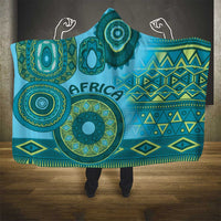 Africa Tribal Traditional Pattern Hooded Blanket Blue Motif