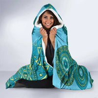 Africa Tribal Traditional Pattern Hooded Blanket Blue Motif