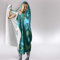 Africa Tribal Traditional Pattern Hooded Blanket Blue Motif