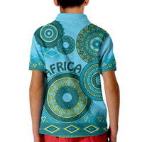 Africa Tribal Traditional Pattern Kid Polo Shirt Blue Motif - Wonder Print Shop