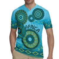 Africa Tribal Traditional Pattern Rugby Jersey Blue Motif - Wonder Print Shop
