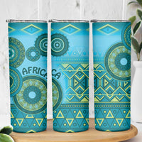 Africa Tribal Traditional Pattern Skinny Tumbler Blue Motif - Wonder Print Shop