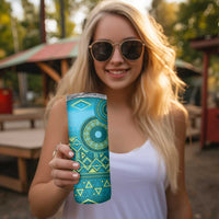 Africa Tribal Traditional Pattern Skinny Tumbler Blue Motif - Wonder Print Shop