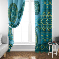 Africa Tribal Traditional Pattern Window Curtain Blue Motif - Wonder Print Shop