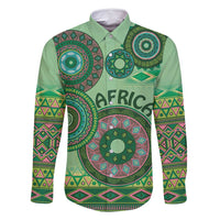 Africa Tribal Traditional Pattern Family Matching Tank Maxi Dress and Hawaiian Shirt Green Motif - Wonder Print Shop