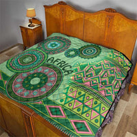Africa Tribal Traditional Pattern Quilt Green Motif - Wonder Print Shop