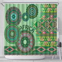 Africa Tribal Traditional Pattern Shower Curtain Green Motif