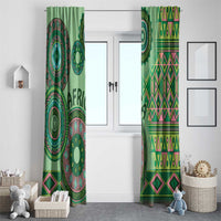 Africa Tribal Traditional Pattern Window Curtain Green Motif - Wonder Print Shop