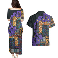 Africa Violets Flowers Couples Matching Puletasi and Hawaiian Shirt Mix Native Tribal Pattern LT9 - Wonder Print Shop