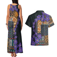 Africa Violets Flowers Couples Matching Tank Maxi Dress and Hawaiian Shirt Mix Native Tribal Pattern LT9 - Wonder Print Shop