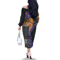 Africa Violets Flowers Family Matching Off The Shoulder Long Sleeve Dress and Hawaiian Shirt Mix Native Tribal Pattern - Wonder Print Shop