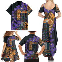 Africa Violets Flowers Family Matching Summer Maxi Dress and Hawaiian Shirt Mix Native Tribal Pattern - Wonder Print Shop