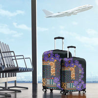 Africa Violets Flowers Luggage Cover Mix Native Tribal Pattern - Wonder Print Shop