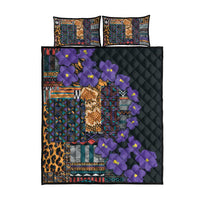 Africa Violets Flowers Quilt Bed Set Mix Native Tribal Pattern - Wonder Print Shop