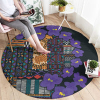 Africa Violets Flowers Round Carpet Mix Native Tribal Pattern