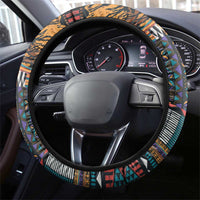 Africa Violets Flowers Steering Wheel Cover Mix Native Tribal Pattern - Wonder Print Shop