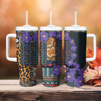 Africa Violets Flowers Tumbler With Handle Mix Native Tribal Pattern - Wonder Print Shop