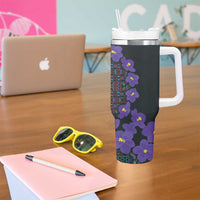 Africa Violets Flowers Tumbler With Handle Mix Native Tribal Pattern - Wonder Print Shop