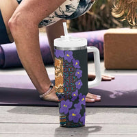 Africa Violets Flowers Tumbler With Handle Mix Native Tribal Pattern - Wonder Print Shop
