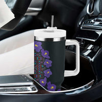 Africa Violets Flowers Tumbler With Handle Mix Native Tribal Pattern - Wonder Print Shop