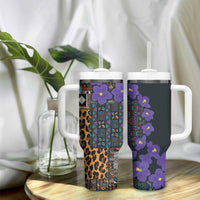 Africa Violets Flowers Tumbler With Handle Mix Native Tribal Pattern - Wonder Print Shop