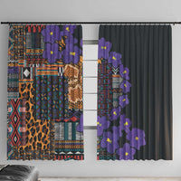Africa Violets Flowers Window Curtain Mix Native Tribal Pattern - Wonder Print Shop