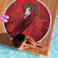 Merry Creepmas Mari Lwyd Beach Blanket Folklore Ghost Horse Christmas - Wonder Print Shop