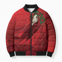 Merry Creepmas Mari Lwyd Bomber Puffer Jacket Folklore Ghost Horse Christmas - Wonder Print Shop