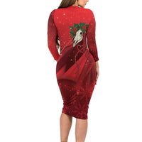 Merry Creepmas Mari Lwyd Family Matching Long Sleeve Bodycon Dress and Hawaiian Shirt Folklore Ghost Horse Christmas - Wonder Print Shop