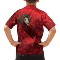 Merry Creepmas Mari Lwyd Family Matching Short Sleeve Bodycon Dress and Hawaiian Shirt Folklore Ghost Horse Christmas - Wonder Print Shop