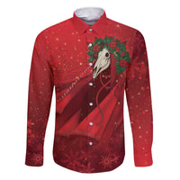 Merry Creepmas Mari Lwyd Family Matching Short Sleeve Bodycon Dress and Hawaiian Shirt Folklore Ghost Horse Christmas - Wonder Print Shop