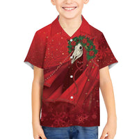 Merry Creepmas Mari Lwyd Family Matching Short Sleeve Bodycon Dress and Hawaiian Shirt Folklore Ghost Horse Christmas - Wonder Print Shop