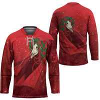 Merry Creepmas Mari Lwyd Hockey Jersey Folklore Ghost Horse Christmas - Wonder Print Shop