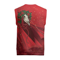 Merry Creepmas Mari Lwyd Christmas Knitted V-Neck Vest Folklore Ghost Horse Christmas - Wonder Print Shop