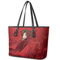 Merry Creepmas Mari Lwyd Leather Tote Bag Folklore Ghost Horse Christmas - Wonder Print Shop