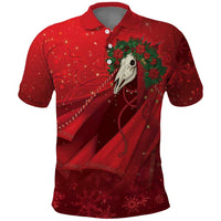 Merry Creepmas Mari Lwyd Polo Shirt Folklore Ghost Horse Christmas - Wonder Print Shop