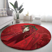 Merry Creepmas Mari Lwyd Round Carpet Folklore Ghost Horse Christmas - Wonder Print Shop
