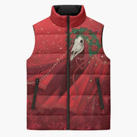 Merry Creepmas Mari Lwyd Sleeveless Puffer Jacket Folklore Ghost Horse Christmas - Wonder Print Shop