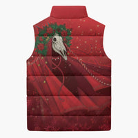 Merry Creepmas Mari Lwyd Sleeveless Puffer Jacket Folklore Ghost Horse Christmas - Wonder Print Shop