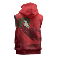 Merry Creepmas Mari Lwyd Sleeveless Zip Hoodie Folklore Ghost Horse Christmas - Wonder Print Shop