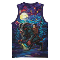 Stained Glass Krampus Basketball Jersey Gothic Christmas Myth - Wonder Print Shop