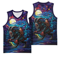 Stained Glass Krampus Basketball Jersey Gothic Christmas Myth - Wonder Print Shop