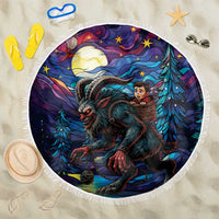 Stained Glass Krampus Beach Blanket Gothic Christmas Myth - Wonder Print Shop
