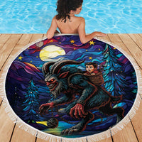 Stained Glass Krampus Beach Blanket Gothic Christmas Myth - Wonder Print Shop