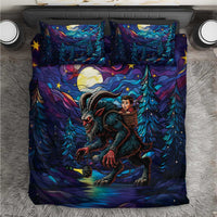 Stained Glass Krampus Bedding Set Gothic Christmas Myth - Wonder Print Shop